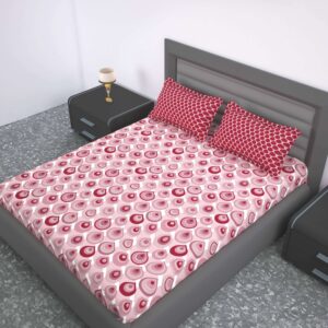 120 TC Cotton Double Size Flat Bedsheet  with 2 Pillow covers | 90x100 inch