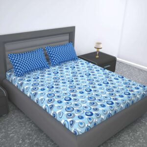 120 TC Cotton Double Size Flat Bedsheet  with 2 Pillow covers | 90x100 inch |