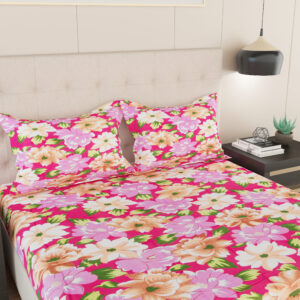 120 TC Cotton Single Size Flat Bedsheet  with 1 Pillow covers | 60x90 inch