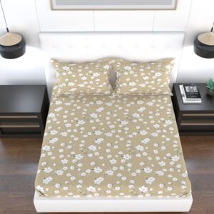 120 TC Cotton Double Size Flat Bedsheet  with 2 Pillow covers | 90x100 inch