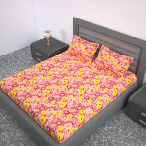 144 TC Cotton Double Size Flat Bedsheet  with 2 Pillow covers | 90x100 inch