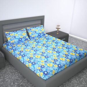 144 TC Cotton Double Size Flat Bedsheet  with 2 Pillow covers | 90x100 inch