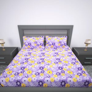 144 TC Cotton Double Size Flat Bedsheet  with 2 Pillow covers | 90x100 inch