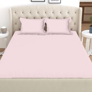 400 TC 100% Cotton Flat Bedsheet for Double Bed with 2 Pillow Covers | 90x100 inch